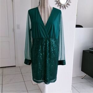 🤩Elegant Green Sequin Dress NWOT💚
